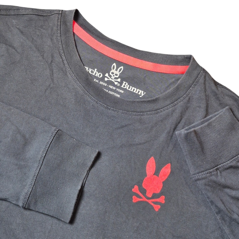 Psycho Bunny Mens Small Long Sleeve Pima Cotton Graphic Logo Shirt